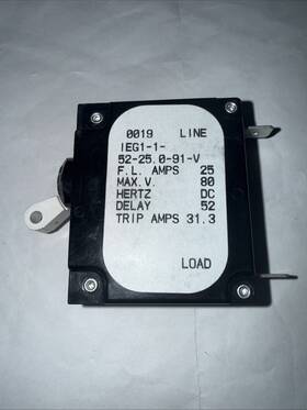 Airpax Ieg1-1-52-25.0-91-v Hydraulic Circuit Breaker 25a 80v Dc Toggle New