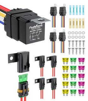Faststorm 110201 5 Pack 5-pin Waterproof Relay Kit 40/30 Amp 12v Switch With Harness Hea