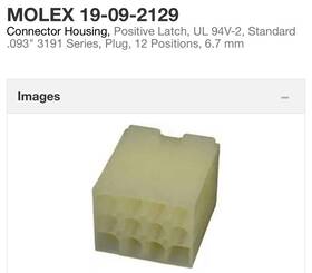 19-09-2129 Molex 140pc Connector Housing Positive Latch Ul 94v-2 12 Positions