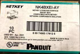 Nk4bxei-ay Panduit Netkey 4 Position Surface Mount Box - New Of 10 Pcs