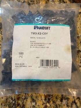 Tm3-x2-c0y Panduit Black Swivel Tie Mounts. Weather Resistant