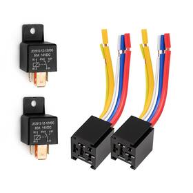 Fxhs916 Vkinman 2 Pcs Relay Harness 5-pin 5 Wire 80a 12v Jd2912-1z-12vdc Spdt Socket Plug 14vdc