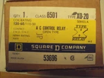 Square D Class 8501, Type X0-20 Ser A,control Relay; 120V,60HZ, 2NO Cont; New. Fixed Price $50.00.