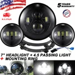 7" Led Headlight + 4.5" Passing Lights Brackets For Harley Davidson Motorcycle. Fixed Price $65.44.