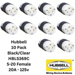 Lot 10X Hubbell HBL5369C Female Edison Nema 5-20R Receptacle 20A 125V Cl/bk. Fixed Price $125.00.