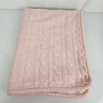 Nordstrom Pink Baby Blanket Cable Knit Rope Chenille White Cream Sherpa Reverse. Fixed Price $49.99.