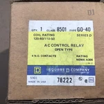 Square D Ac Control Relay Class 8501 GO-40. Fixed Price $60.00.